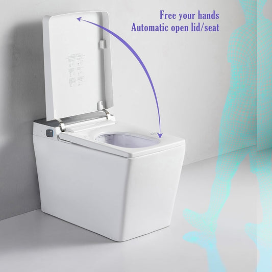 VIDEC TD-98E Electronic Bidet Smart Toilet, Auto Open/Close Lid & Seat with Radar and Foot Sensor, Auto Flushing, Unlimited & Filtered Warm Water, 6 Modes Spa Wash, Warm Air Dryer, Deodorizer, Heated Seat, Night Light/LED, Remote Control.