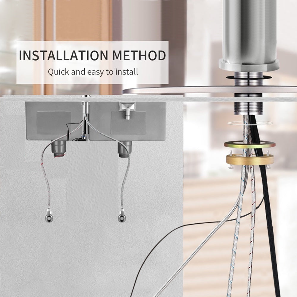 VIDEC KW-29RK Smart Kitchen Faucet, 3 Modes Pull Down Sprayer, LED Temperature Control, Ceramic Valve, 360-Degree Rotation, 1 or 3 Hole Deck Plate.