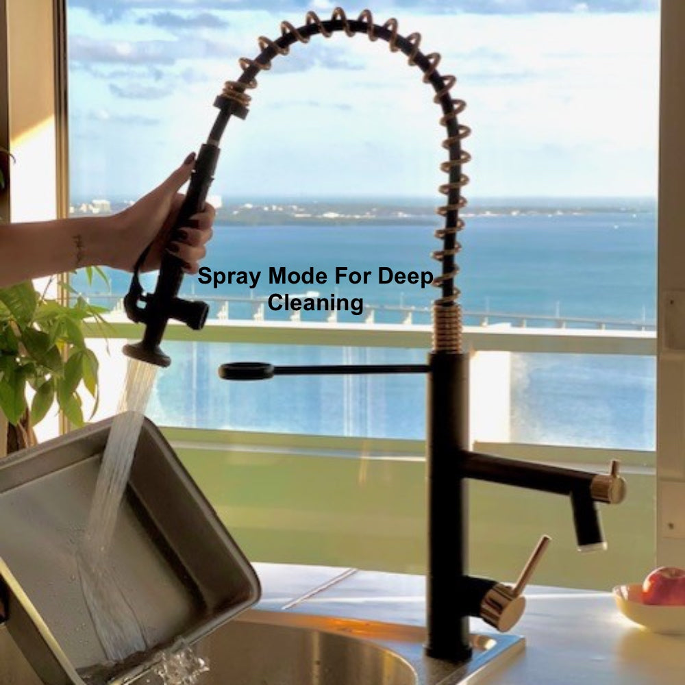 VIDEC KW-29RK Smart Kitchen Faucet, 3 Modes Pull Down Sprayer, LED Temperature Control, Ceramic Valve, 360-Degree Rotation, 1 or 3 Hole Deck Plate.