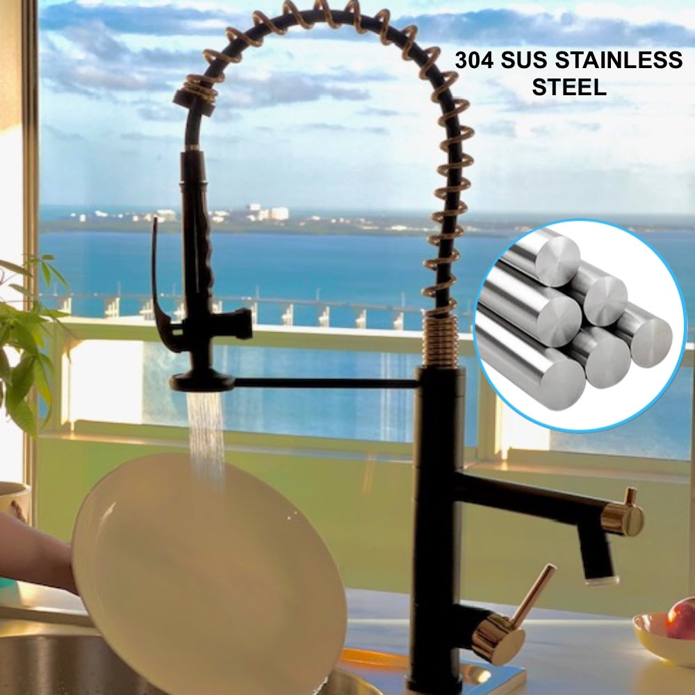 VIDEC KW-29RK Smart Kitchen Faucet, 3 Modes Pull Down Sprayer, LED Temperature Control, Ceramic Valve, 360-Degree Rotation, 1 or 3 Hole Deck Plate.