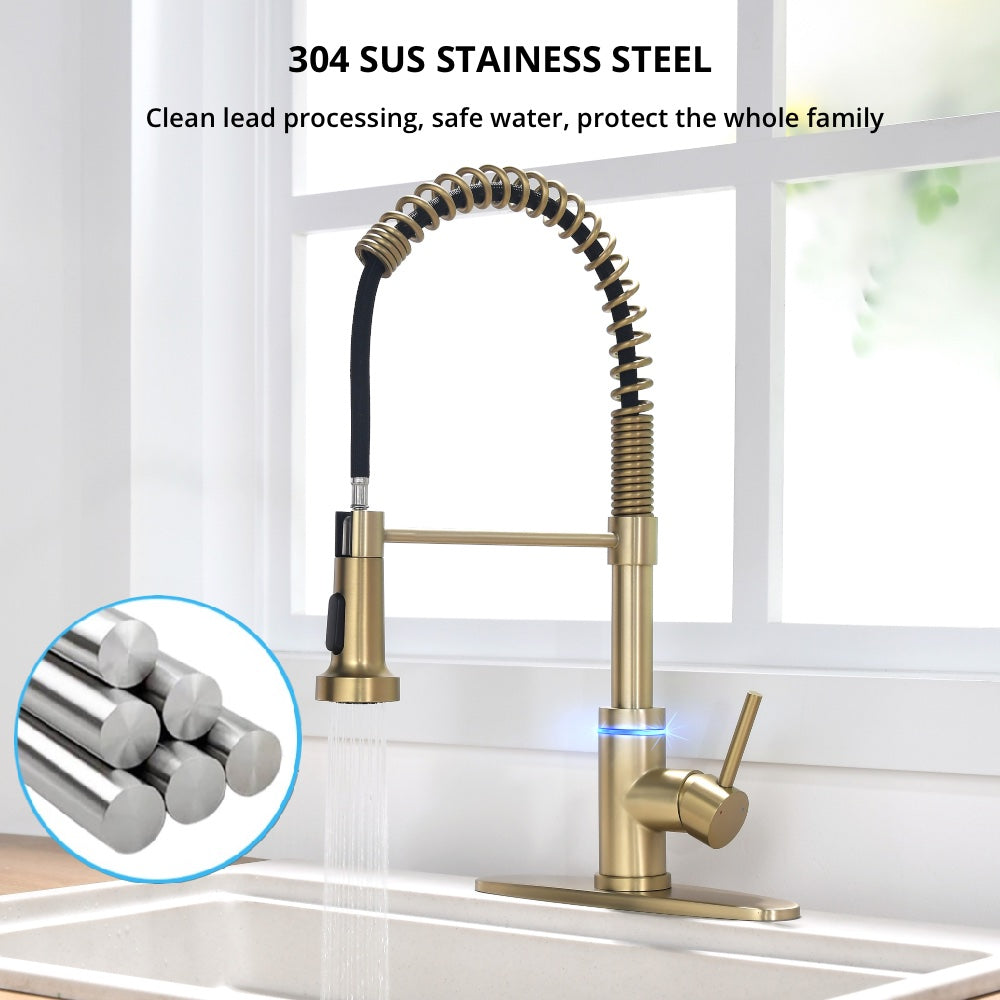 VIDEC KW-56J  Smart Kitchen Faucet, 3 Modes Pull Down Sprayer, Smart LED For Water Temperature Control, Ceramic Valve, 360-Degree Rotation, 1 or 3 Hole Deck Plate.