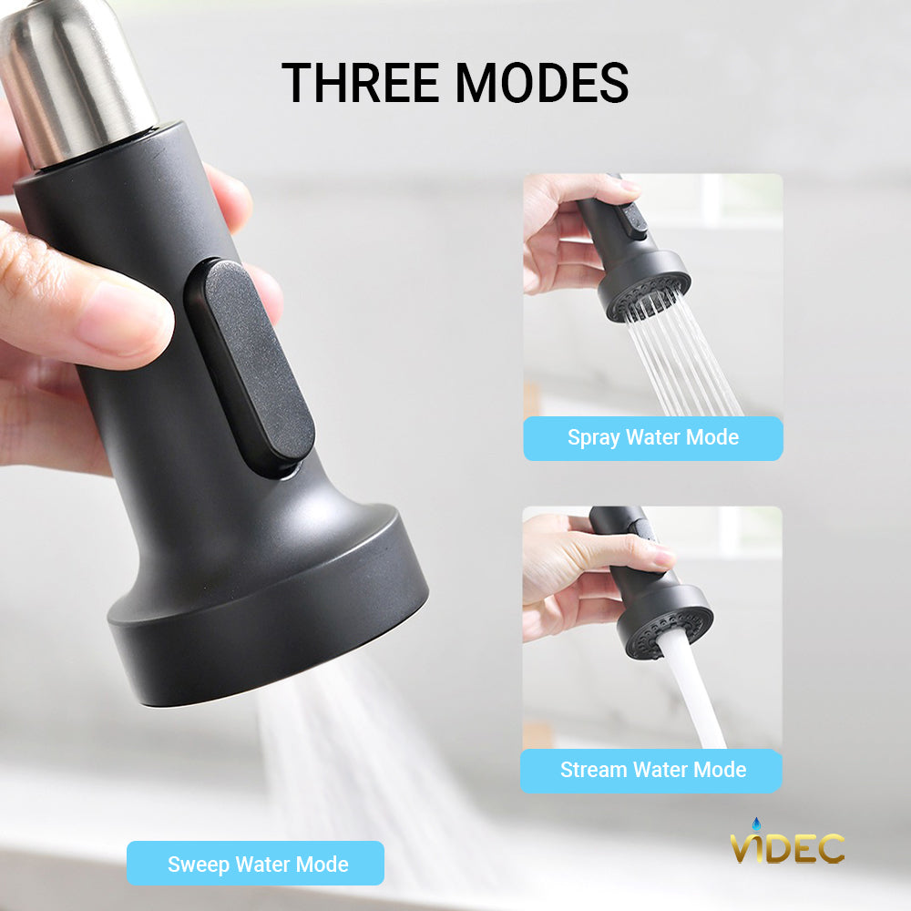 VIDEC KW-66R Smart Touch On Kitchen Faucet, 3 Modes Pull Down Sprayer, Smart Touch Sensor Activated, LED Temperature Control, Hands-Free Auto ON/Off, Ceramic Valve, 360-Degree Rotation, 1 or 3 Hole Deck Plate.