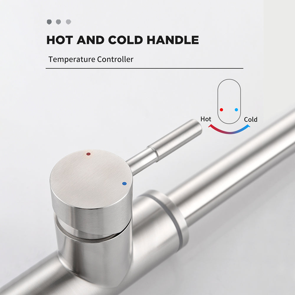 VIDEC KW-68SN Smart Kitchen Faucet, 3 Modes Pull Down Sprayer, Smart LED For Water Temperature Control, Ceramic Valve, 360-Degree Rotation, 1 or 3 Hole Deck Plate.