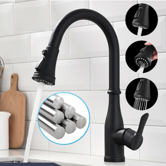 VIDEC KW-86R Smart Kitchen Faucet, 3 Modes Pull Down Smart Sprayer, Ceramic Valve, 360-Degree Rotation, 1 or 3 Hole Deck Plate.