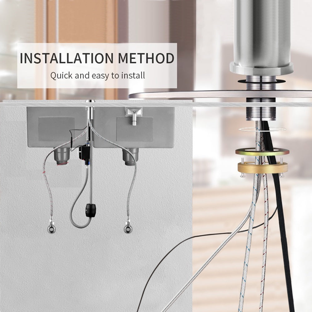 VIDEC KW-68SN Smart Kitchen Faucet, 3 Modes Pull Down Sprayer, Smart LED For Water Temperature Control, Ceramic Valve, 360-Degree Rotation, 1 or 3 Hole Deck Plate.