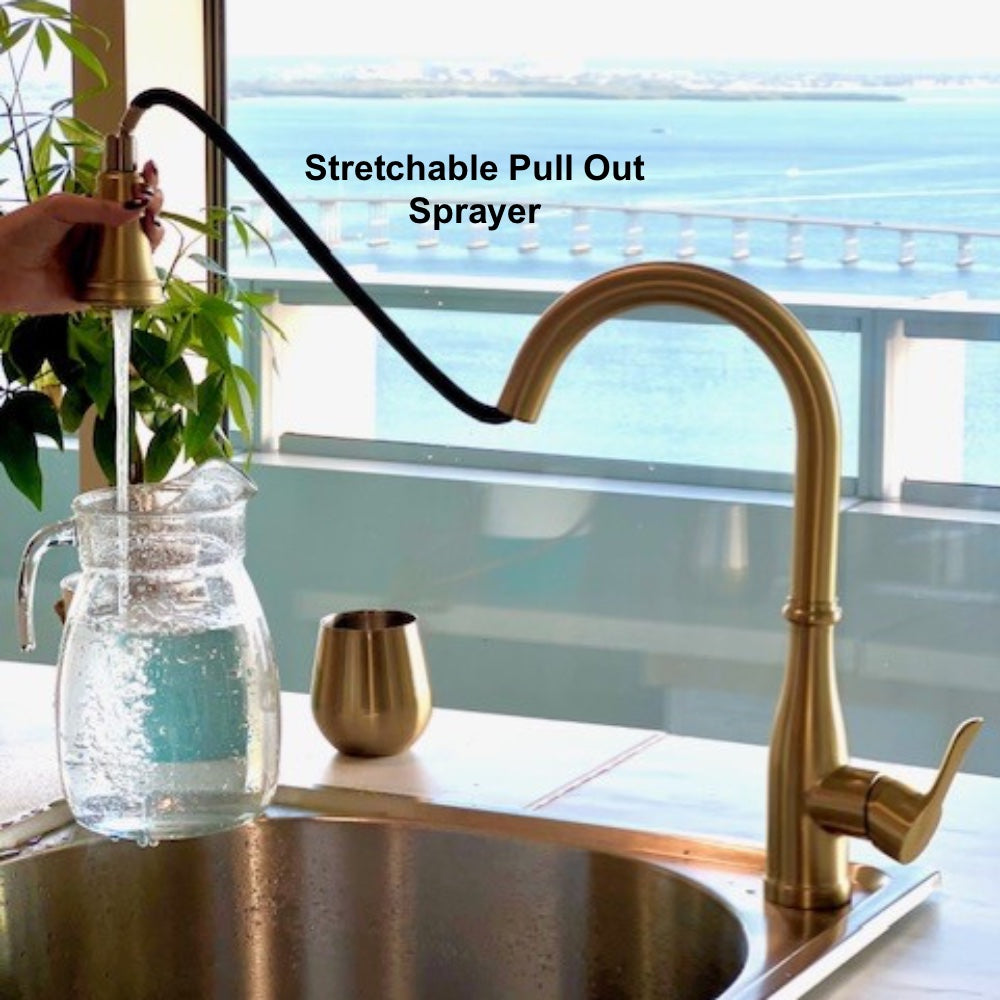 VIDEC KW-86J  Smart Kitchen Faucet, 3 Modes Pull Down Smart Sprayer, Ceramic Valve, 360-Degree Rotation, 1 or 3 Hole Deck Plate.