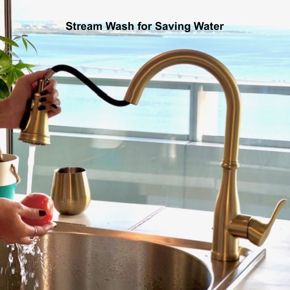VIDEC KW-88J Smart Touch On Kitchen Faucet, 3 Modes Pull Down Sprayer, Smart Touch Sensor Activated, Auto ON/Off, Ceramic Valve, 360-Degree Rotation, 1 or 3 Hole Deck Plate.