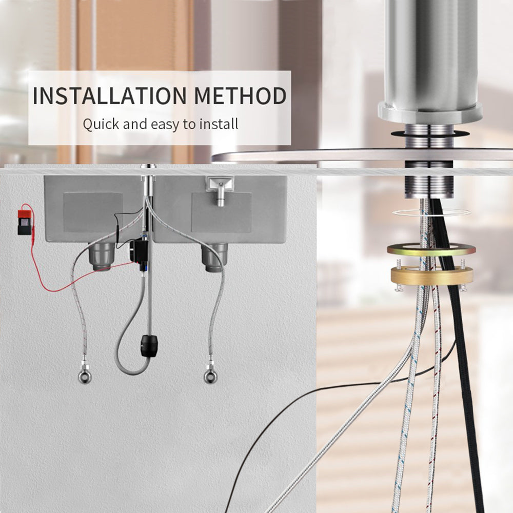 VIDEC KW-70SN Smart Touch On Kitchen Faucet, 3 Modes Pull Down Sprayer, Smart Touch Sensor Activated, LED Temperature Control, Auto ON/Off, Ceramic Valve, 360-Degree Rotation, 1 or 3 Hole Deck Plate.