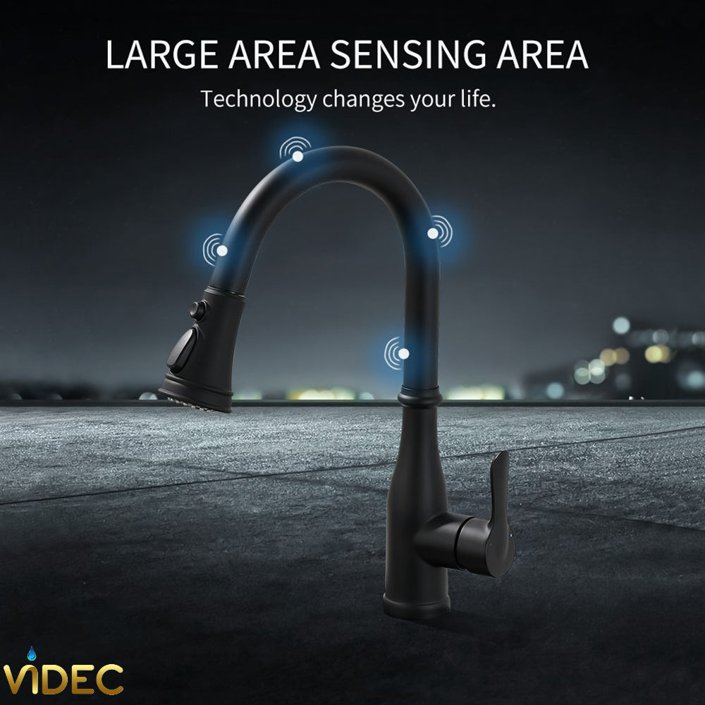 VIDEC KW-88R Smart Touch On Kitchen Faucet, 3 Modes Pull Down Sprayer, Smart Touch Sensor Activated, Auto ON/Off, Ceramic Valve, 360-Degree Rotation, 1 or 3 Hole Deck Plate.