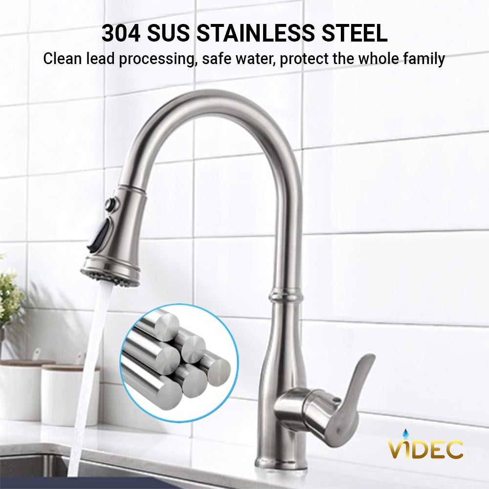 VIDEC KW-88SN Smart Touch On Kitchen Faucet, 3 Modes Pull Down Sprayer, Smart Touch Sensor Activated, Auto ON/Off, Ceramic Valve, 360-Degree Rotation, 1 or 3 Hole Deck Plate.