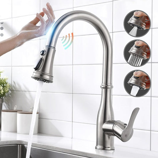 VIDEC KW-88SN Smart Touch On Kitchen Faucet, 3 Modes Pull Down Sprayer, Smart Touch Sensor Activated, Auto ON/Off, Ceramic Valve, 360-Degree Rotation, 1 or 3 Hole Deck Plate.