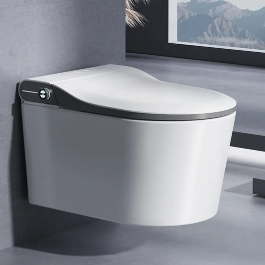 VIDEC TD-120W Wall Mounted Smart Toilet, Auto Open/Close Lid & Seat with Radar and Foot Sensor, Auto Flushing, Unlimited & Filtered Warm Water, 6 Modes Spa Wash, Warm Air Dryer, Heated Seat, Remote Control.