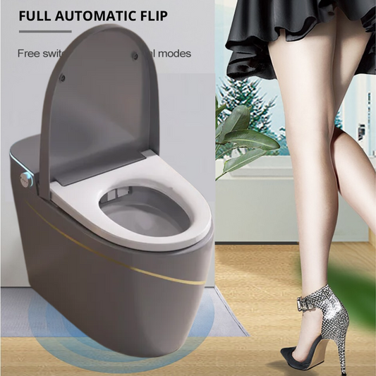 VIDEC TD-68EG Electronic Bidet Smart Toilet, Auto Open/Close Lid & Seat with Radar and Foot Sensor, Auto Flushing, Unlimited & Filtered Warm Water, 6 Modes Spa Wash, Warm Air Dryer, Deodorizer, Heated Seat, Night Light/LED, Remote Control.
