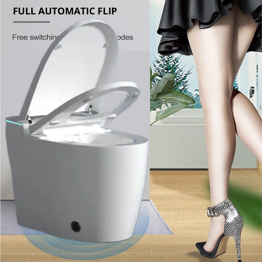 VIDEC TD-68E Electronic Bidet Smart Toilet, Auto Open/Close Lid & Seat with Radar and Foot Sensor, Auto Flushing, Unlimited & Filtered Warm Water, 6 Modes Spa Wash, Warm Air Dryer, Deodorizer, Heated Seat, Night Light/LED, Remote Control