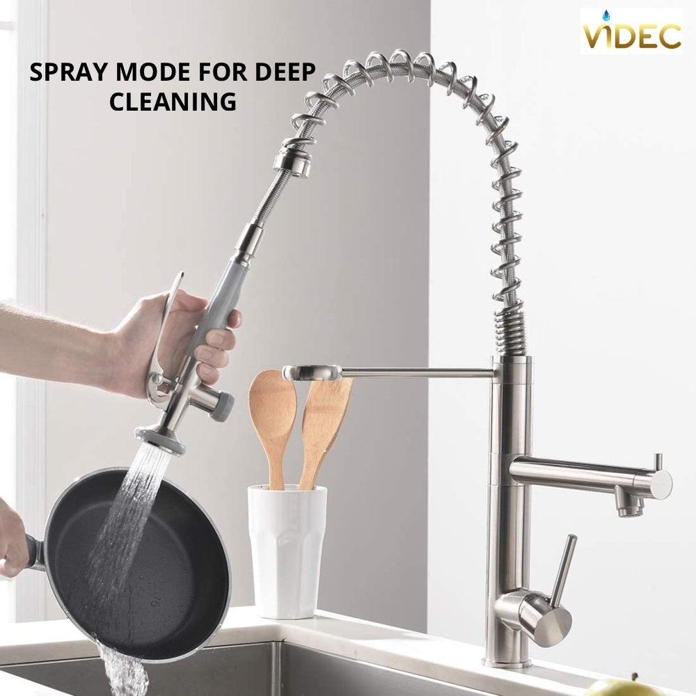 VIDEC KW-29SN Smart Kitchen Faucet, 3 Modes Pull Down Sprayer, LED Temperature Control, Ceramic Valve, 360-Degree Rotation, 1 or 3 Hole Deck Plate.